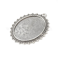 Tibetan Style Antique Silver Alloy Flat Oval Pendant Cabochon Settings&nbsp;X-TIBEP-M022-40AS