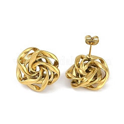 PVD Vacuum Plating 304 Stainless Steel Rose Stud Earrings&nbsp;EJEW-Z075-08G