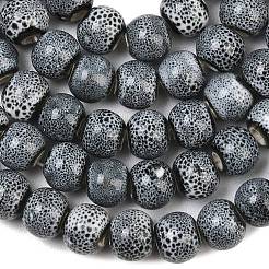 Handmade Fancy Antique Glazed Porcelain Ceramic Round Beads Strands&nbsp;PORC-L019-8mm-04