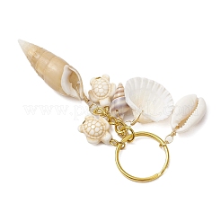 Ocean Style Natural Shell with Synthetic Turquoise Keychains&nbsp;KEYC-JKC01231-01