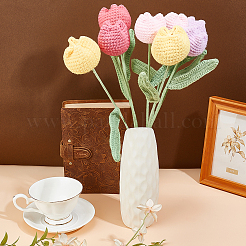 8Pcs 4 Colors Polyester with Iron Wire Artificial Tulip Flower&nbsp;AJEW-ME0001-26A