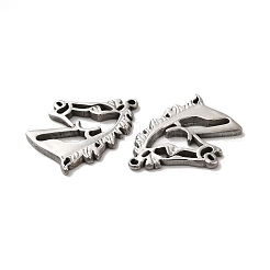 変色しない304ステンレススチールペンダント  馬のチャーム  ステンレス鋼色  33x26.5x2.5mm  穴：1.6mm&nbsp;STAS-Q001-32P