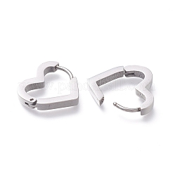 変色しにくい304ステンレススチール製フープピアス  ハート  ステンレス鋼色  15x15.5x3mm  ピン：1mm  12のペア/カード&nbsp;EJEW-O099-07P