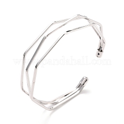 Triple Line Cuff Bangles&nbsp;BJEW-C010-01S