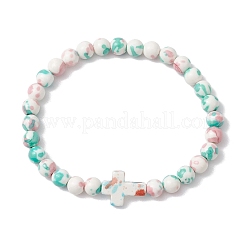 Synthetic Ocean White Jade Beads Stretch Bracelets for Women Men&nbsp;BJEW-JB11300-04