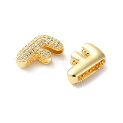 Rack Plating Brass Micro Pave Cubic Zirconia Slide Charms&nbsp;KK-C084-34G-F