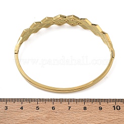 304ステンレススチール製クリスタルラインストーンヒンジ付きカフバングル  菱形  18KGP本金メッキ  内径：1.97インチ（5cm）x2.36インチ（6cm）&nbsp;SA-CBAB92B-18G