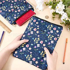 オックスフォード布製ブックカバー  花模様の長方形  プルシアンブルー  280x215x4mm&nbsp;AJEW-WH0696-834