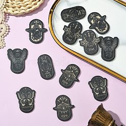 12個 6スタイル 不透明 ダークテーマ アクリルパーツ  混合図形  41.5~42x23~35x2mm  穴：1.8mm  2個/スタイル&nbsp;OACR-CJ0002-09