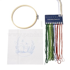 DIYキノコ模様刺繍スターターキット  竹刺繍フープを含む  キャンバス  スレッド  ミシン針  カラフル  0.3~0.4mm  11色&nbsp;DIY-L068-01D