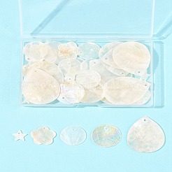 56Pcs 5 Styles Natural Capiz Shell Pendants&nbsp;SHEL-FS0001-08