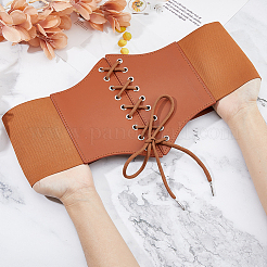 Imitation Leather Wide Elastic Chain Belt&nbsp;AJEW-WH0314-148B
