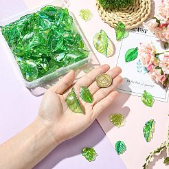 160 個 8 スタイル UV メッキアクリルパーツ  葉  ミックスカラー  23~53.5x14~28.5x3.5~7.5mm  穴：1.5~1.8mm  20個/スタイル&nbsp;OACR-CJ0002-55