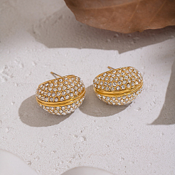 304 Stainless Steel Cubic Zirconia Stud Earrings&nbsp;YS0602
