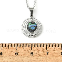 304 Stainless Steel Natural Paua Shell Pendant Satellite Chain Necklaces&nbsp;NJEW-JN06446-02