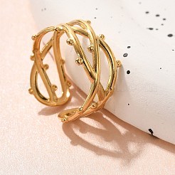 女性用304ステンレススチール多層オープンカフリング  18KGP本金メッキ  10.5mm  調整可能&nbsp;STAS-Z108-03G-03