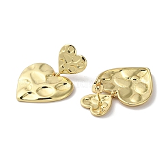Rack Plating Brass Textured Heart Dangle Stud Earring&nbsp;EJEW-H099-04G