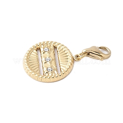 304 Stainless Steel Rhinestone Flat Round Pendant Decoration&nbsp;STAS-S165-36G