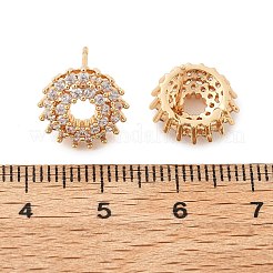 女性用フラワー真鍮マイクロパヴェクリアキュービックジルコニアスタッドピアス  カドミウムフリー＆鉛フリー  長持ちメッキ  ラックめっき  ゴールドカラー  12mm&nbsp;EJEW-G428-09G