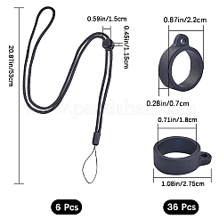36Pcs Silicone Rings with 6Pcs Polyester Necklace Lanyard Anti-Loss Pendant Holder&nbsp;DIY-GF0008-07A