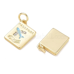 Brass Micro Pave Clear Cubic Zirconia with Enamel Charms&nbsp;CU-CBA01AA-14-G