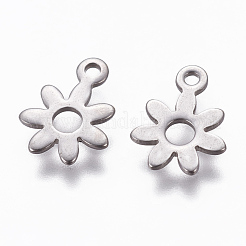 変色しにくい304ステンレススチールチャーム  花  ステンレス鋼色  10.7x8x0.6mm  穴：1.2mm&nbsp;STAS-L234-066P