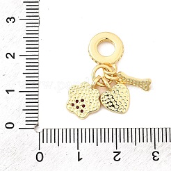 Brass Micro Pave Camellia Cubic Zirconia European Dangle Charms&nbsp;KK-F904-09G