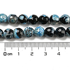 ファセットラウンド染色天然ファイヤーアゲートクラックルビーズ連売り  ディープスカイブルー  8mm  穴：1mm  約47~49個/連  14インチ〜15インチ&nbsp;G-D769-8mm-04