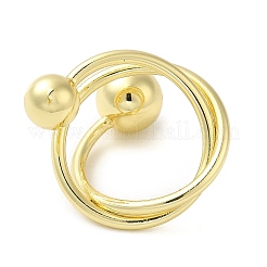 Rack Plating Brass Round Ball Cuff Rings&nbsp;RJEW-D015-02G
