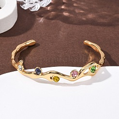 304 Stainless Steel Rhinestone Cuff Bangles for Women&nbsp;BJEW-L610-23G