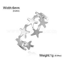 304ステンレススチールカフオープンリング  ヒトデ  ステンレス鋼色  15~20mm&nbsp;WGC61D5-01