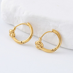 女性用304ステンレスフープピアス  結び目  ゴールドカラー  15x15mm&nbsp;MV0057