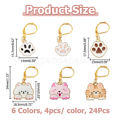 24Pcs 6 Styles Alloy Enamel Pendant Locking Stitch Markers&nbsp;HJEW-HS00080