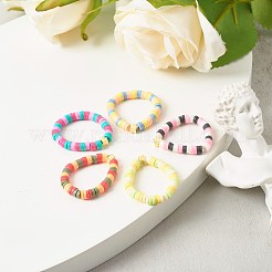 Handmade Polymer Clay Beads Finger Rings&nbsp;RJEW-JR00378