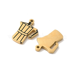 304ステンレススチールエナメルペンダント  コーヒーメーカー  イオンプレーティング（ip）  18KGP本金メッキ  15x11x2mm  穴：1.2mm&nbsp;X-STAS-I351-02G