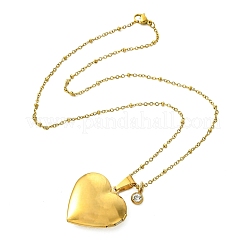 304 Stainless Steel Heart Pendant Satellite Chain Necklaces for Women&nbsp;NJEW-JN06154