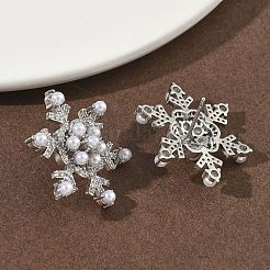 Snowflake Brass Micro Pave Cubic Zirconia Stud Earrings&nbsp;EJEW-G452-03P