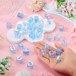 50Pcs 5 Styles UV Plating Rainbow Iridescent Acrylic Beads&nbsp;OACR-TA0004-93B