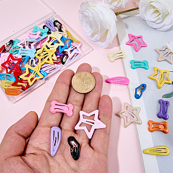 80Pcs 4 Styles Heart & Star & Bone & Teardrop Steel Snap Hair Clips&nbsp;OHAR-SP0001-04