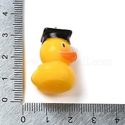 卒業テーマの樹脂ペンダント  キャップとプラチナメッキの鉄製ループが付いたアヒルのチャーム  ゴールド  29x19.5x20mm  穴：2mm&nbsp;RESI-R442-02