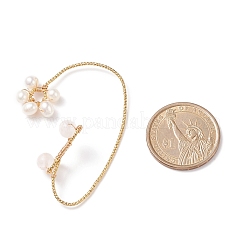 Natural Rose Quartz & Pearl Braided Flower Cuff Earrings&nbsp;EJEW-JE04957-02