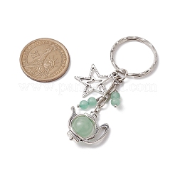 Star & Teapot Matural Green Aventurine Keychain&nbsp;HJEW-JM02038