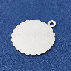 真鍮チャーム  カドミウムフリー＆鉛フリー  フラットラウンド  925銀メッキ  16x14x0.3mm  穴：1.2mm&nbsp;KK-P259-22S