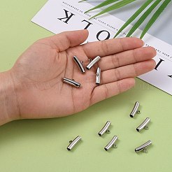 変色防止304ステンレススチールチューブチューブベイル  ループベイル  保釈ビーズ  ステンレス鋼色  9x17~19x5mm  穴：2mm  内径：4mm&nbsp;STAS-I045-43