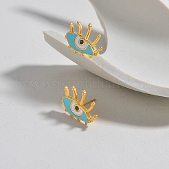 女性用304ステンレススチールエナメルスタッドピアス  目  18KGP本金メッキ  12.5x17mm&nbsp;EJEW-M095-05G