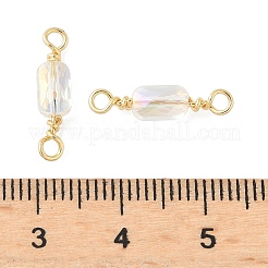 Electroplate Glass Faceted Rectangle Connector Charms&nbsp;KK-C097-05G-03