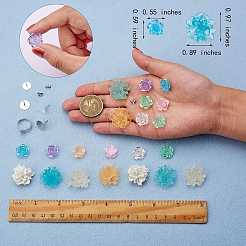 DIYフラワーイヤリング＆フィンガーリングメイキングキット  樹脂カボション含む  304ステンレススタッドピアス金具  真鍮製パッドリングベース  ミックスカラー  82個/箱&nbsp;DIY-SZ0008-46