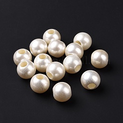 ABSプラスチックビーズ  ラウンド  ホワイト  13x11mm  穴：5mm&nbsp;FIND-A013-06B