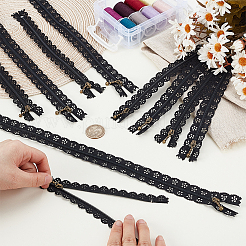 2個2スタイルの衣服アクセサリー  ナイロンレースジッパー  ファスナー部品  ミックスカラー  200~440x24mm  1style / pc&nbsp;FIND-GA0006-62