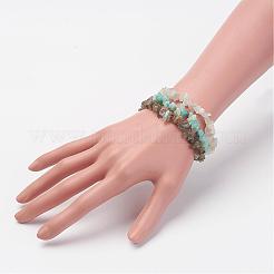 混合アクセサリーのジュエリーセット  ストレッチブレスレット＆ダングルピアス  真鍮のピアスフックと三角パッキンパウチドローストリングバッグ付き  プラチナ  2インチ〜2-1/8インチ（50~53mm）  53mm  ピン：0.6mm&nbsp;SJEW-JS00911